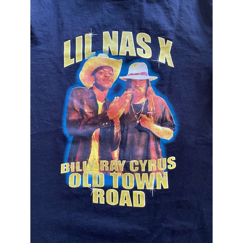 Lil Nas X And Billy Ray Cyrus Old Town Road Shirt Sz XS Black By Divided H&M